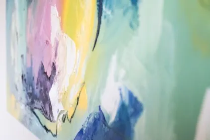 WILS Tilly (artiste contemporain), HST, "Au Printemps", 100 x 100 cm