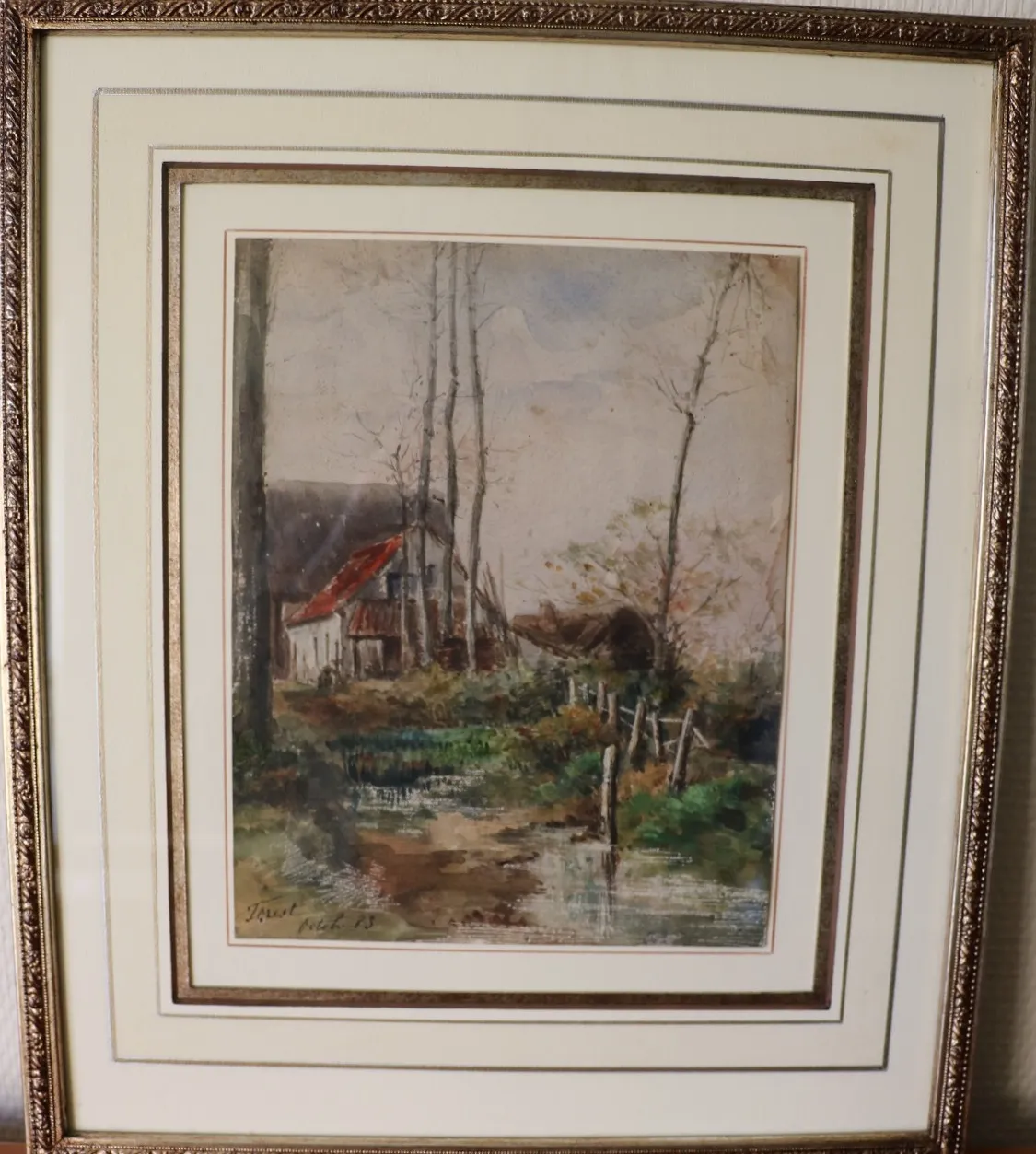 FOREST Eugène (1808-1891), aquarelle, "Paysage animé", 27 x 21 cm