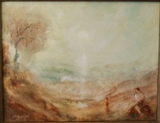 BAIJOT Léopold (1936-), HST, "Campagne Romaine animée", 20 x 24 cm