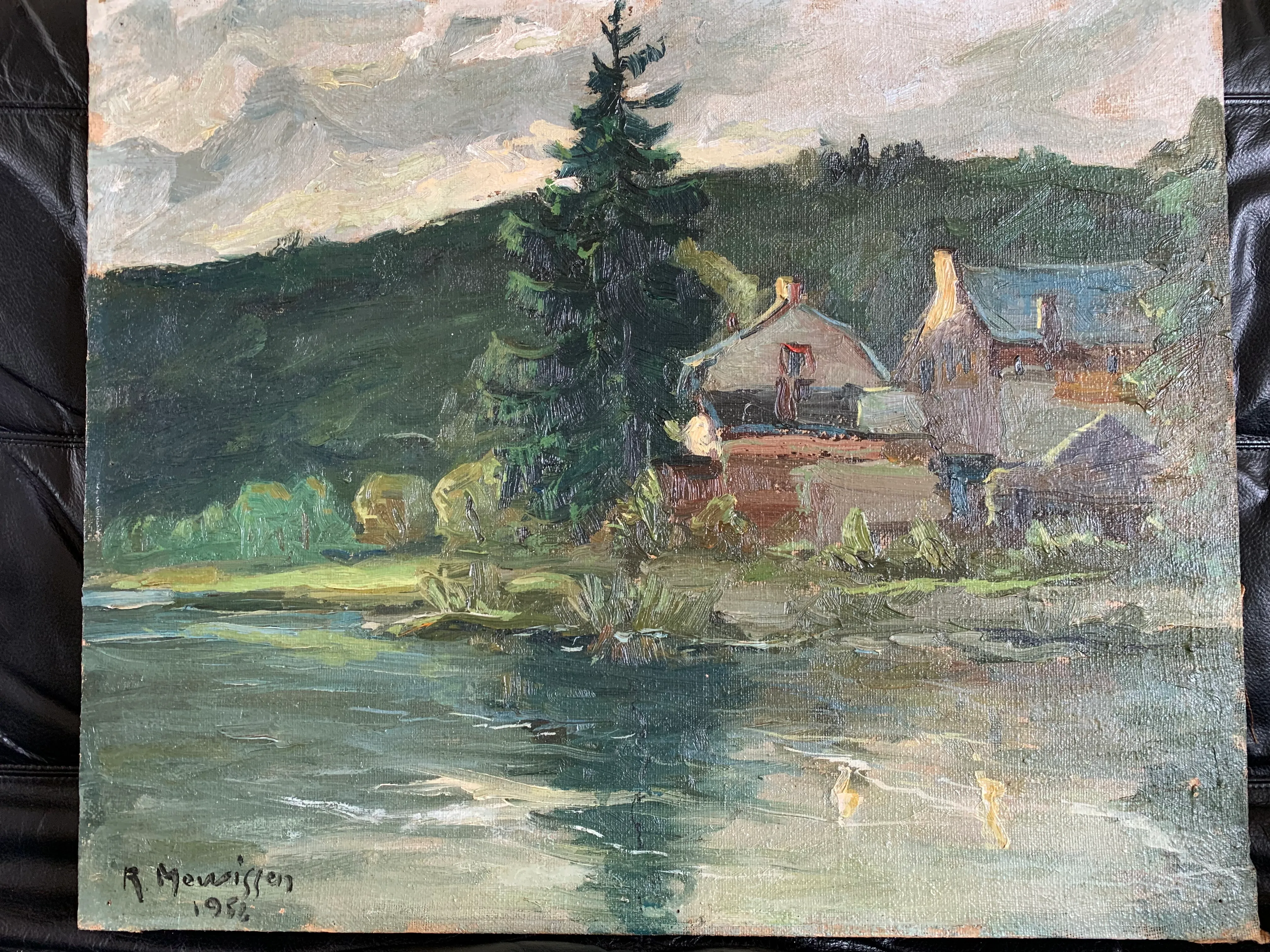 René MEWISSEN (1913-1991), "Paysage au bord de l'Ourthe à Sy