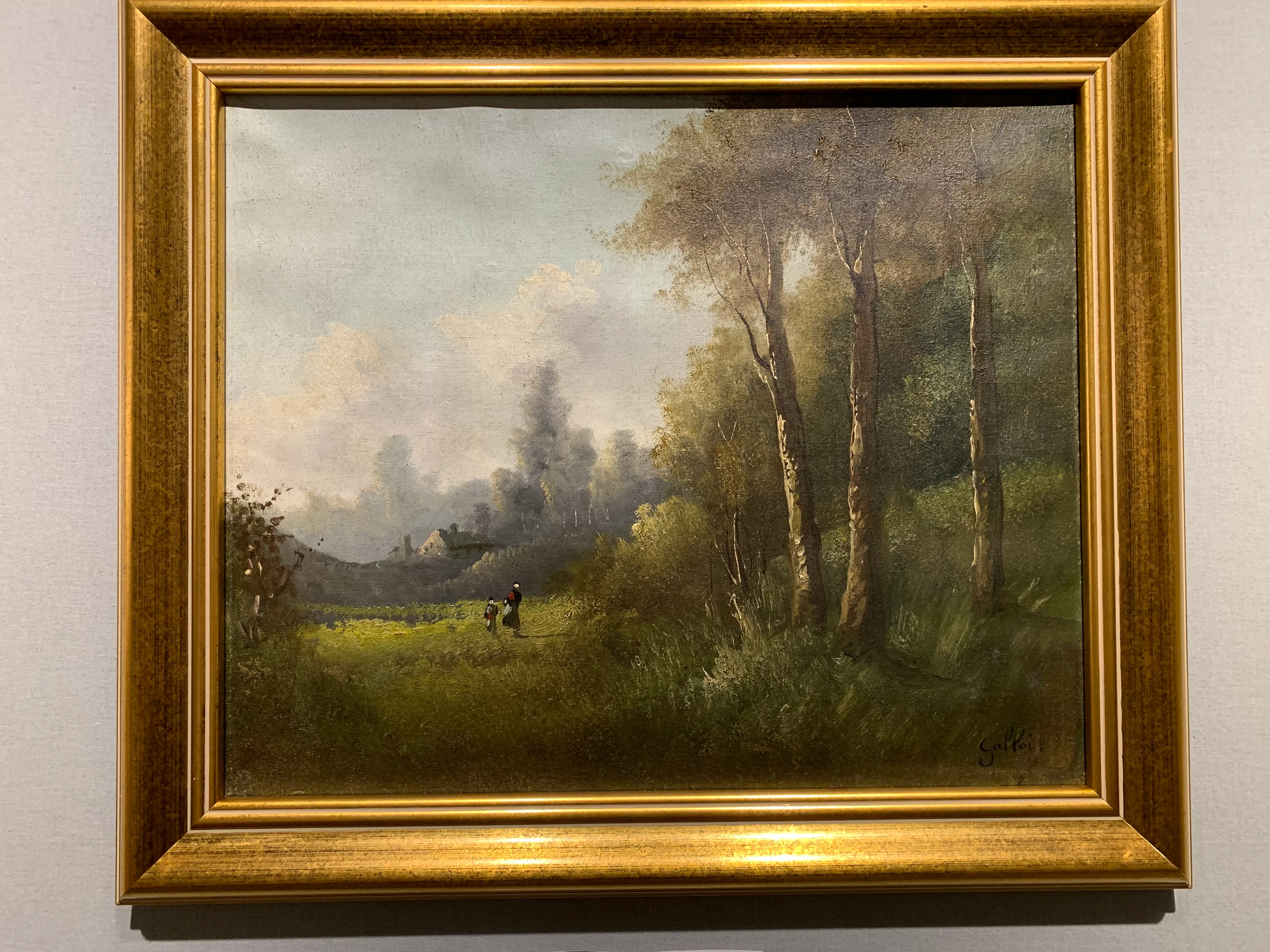 GALLOIS, peintre français du 19me, "Paysage animé", 40 x 50 cm