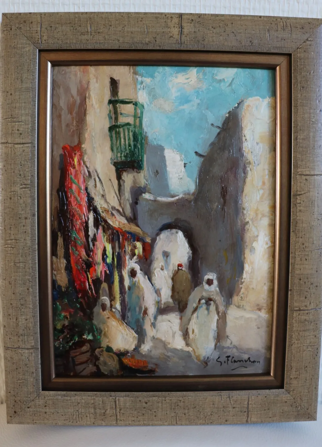 FLASSCHOEN Gustave (1868-1940), HSP, "Rue animée à Bou-Saada", 19 x 14 cm