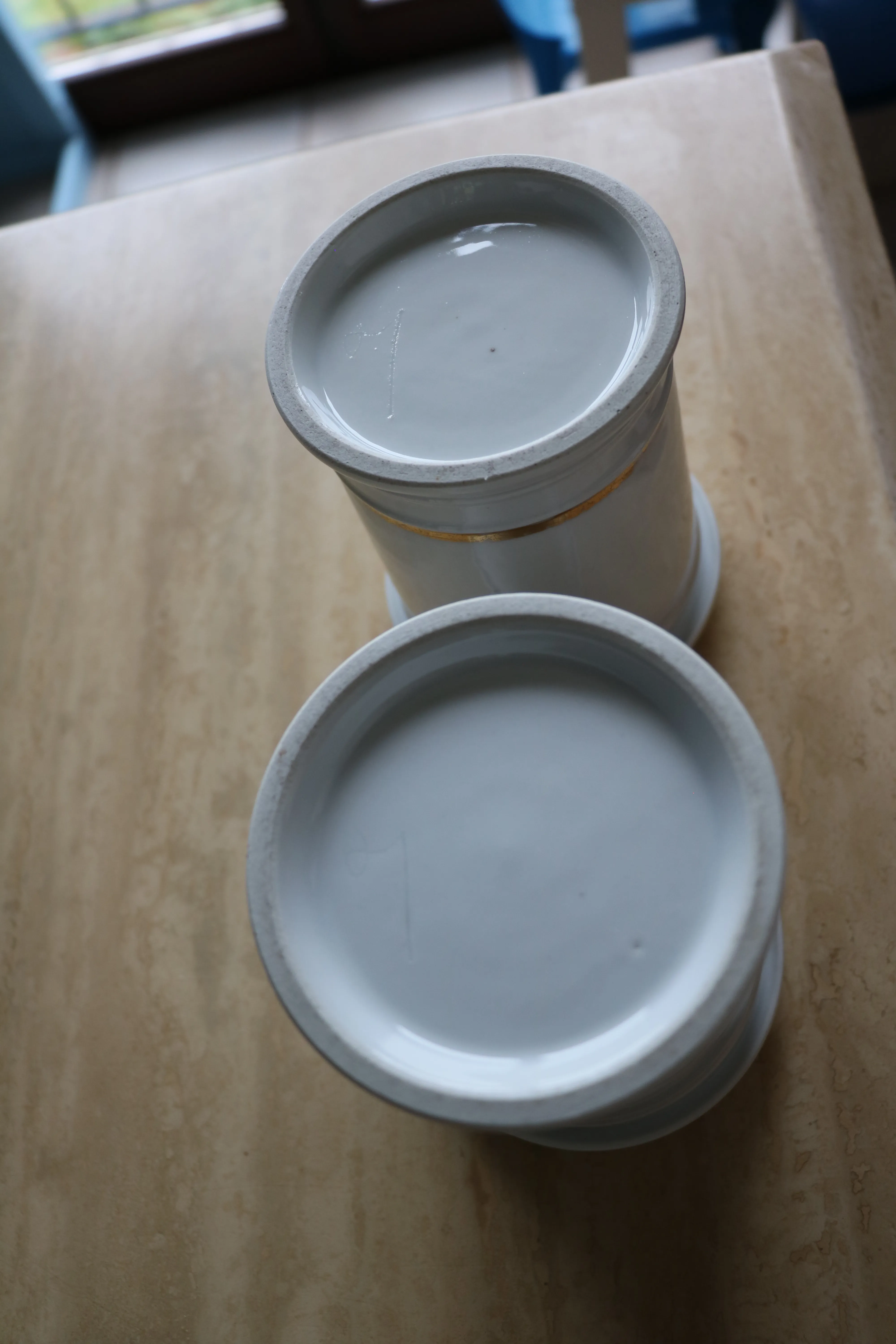 4 pots à pharmacie 19ème en porcelaine, 19 cm — photo 2